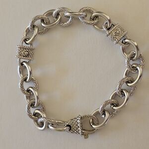 Judith Ripka Sterling Diamonique Textured Padlock Bracelet 7.75"